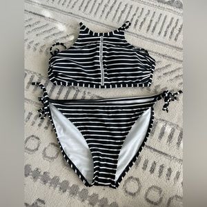 Medium top, Large bottoms, Xhilaration brand, gently used black/white striped